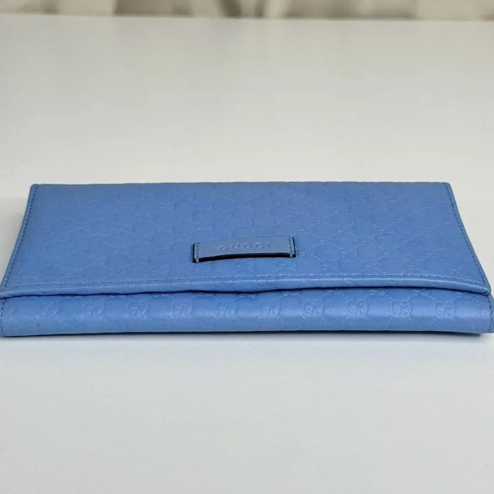Gucci GG Logo Printed Blue Leather Wallet - Elegant & Versatile Small Leather Go
